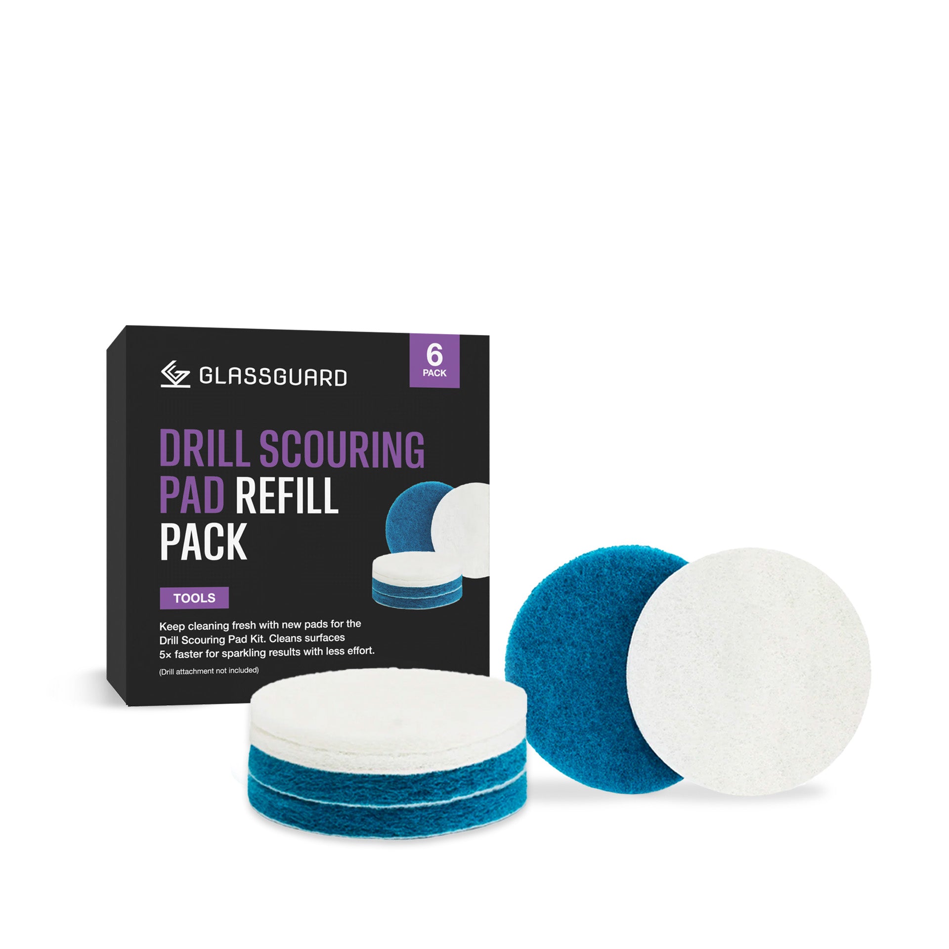 GLASSGUARD™ Drill Scouring Pad Refill 6 Pack