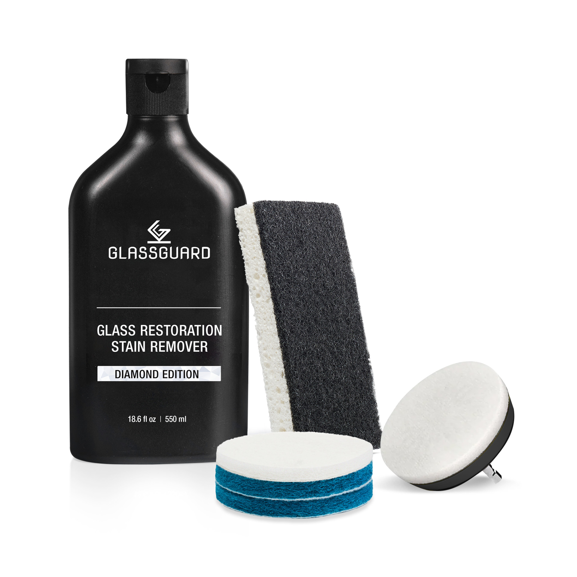 GLASSGUARD™ Glass Stain Remover + Drill Scouring Pad Bundle image